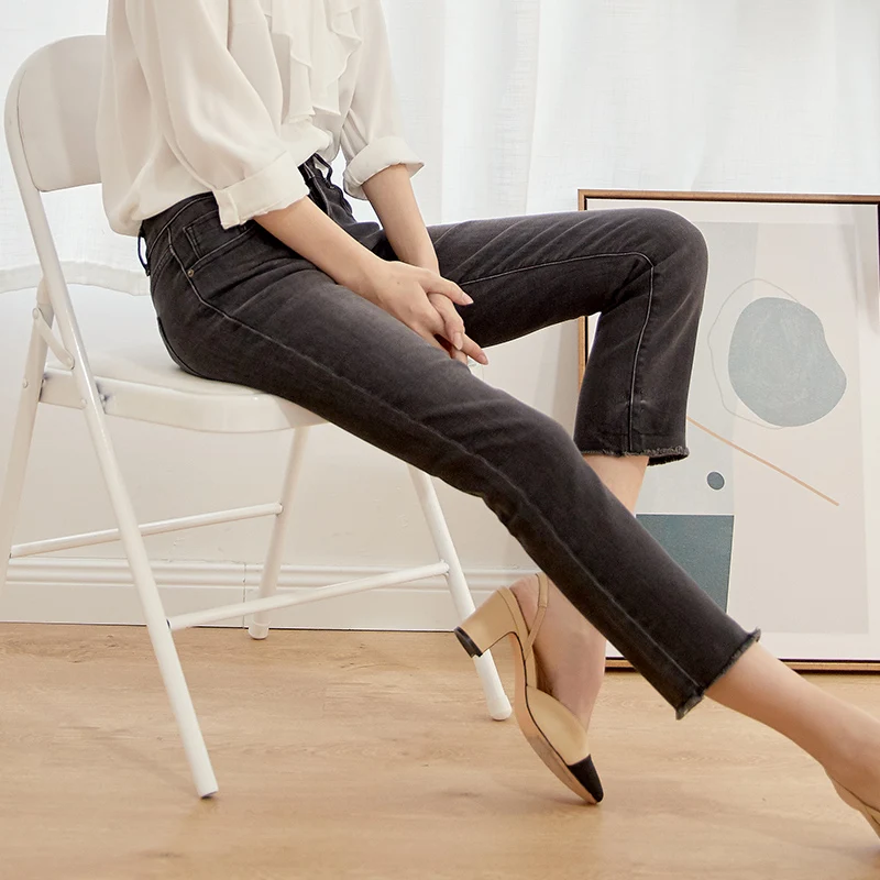 LEIJIJEANS Новое поступление весенние черные и белые расклешенные джинсы больших
