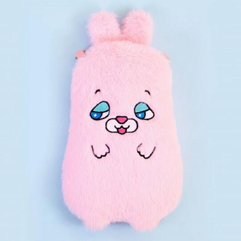 pink Girls Flannel Card Holder Bag Embroidery Dog Cat Cute Purse Bus Case Bank Card Rope Bags Pocket Pouch Kids Small Wallets