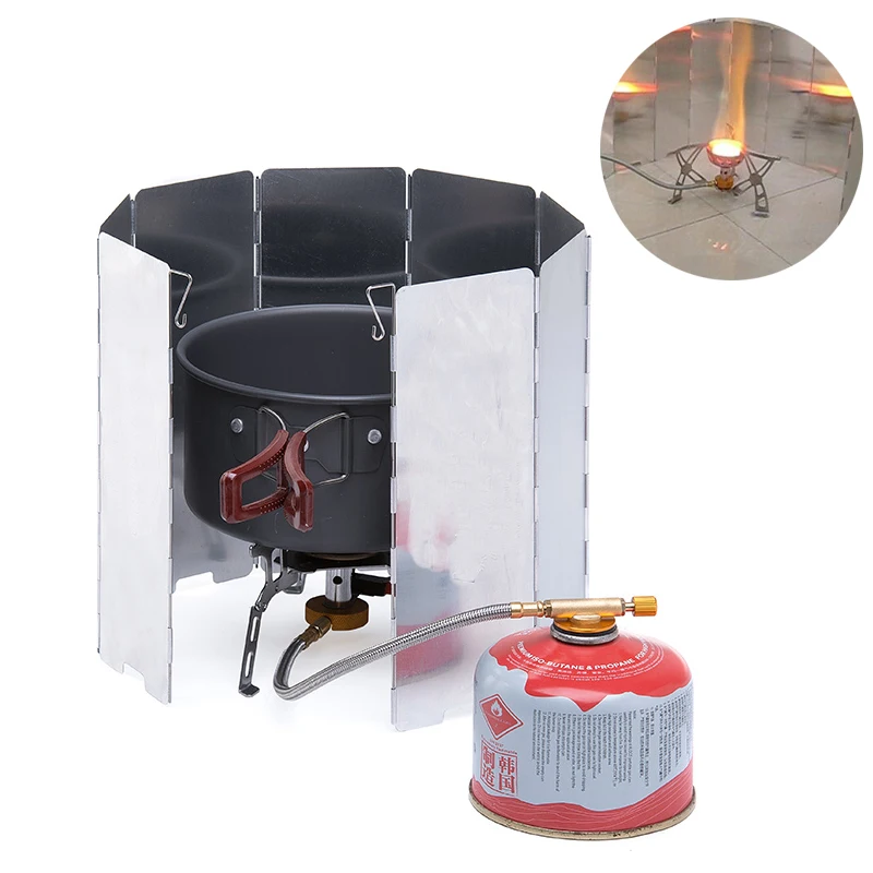 Outdoor BBQ Grill Foldable Wind Screen Strong Durable Picnic Burner