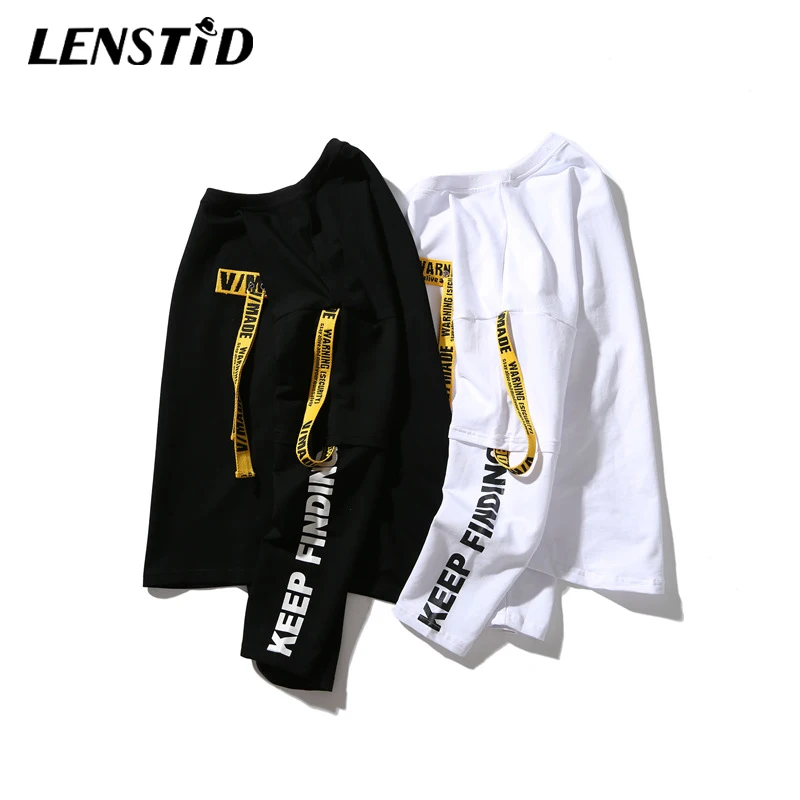 LENSTID Новинка 2019 года евро Америка High Street сбоку ленты хип хоп толстовки уличная для