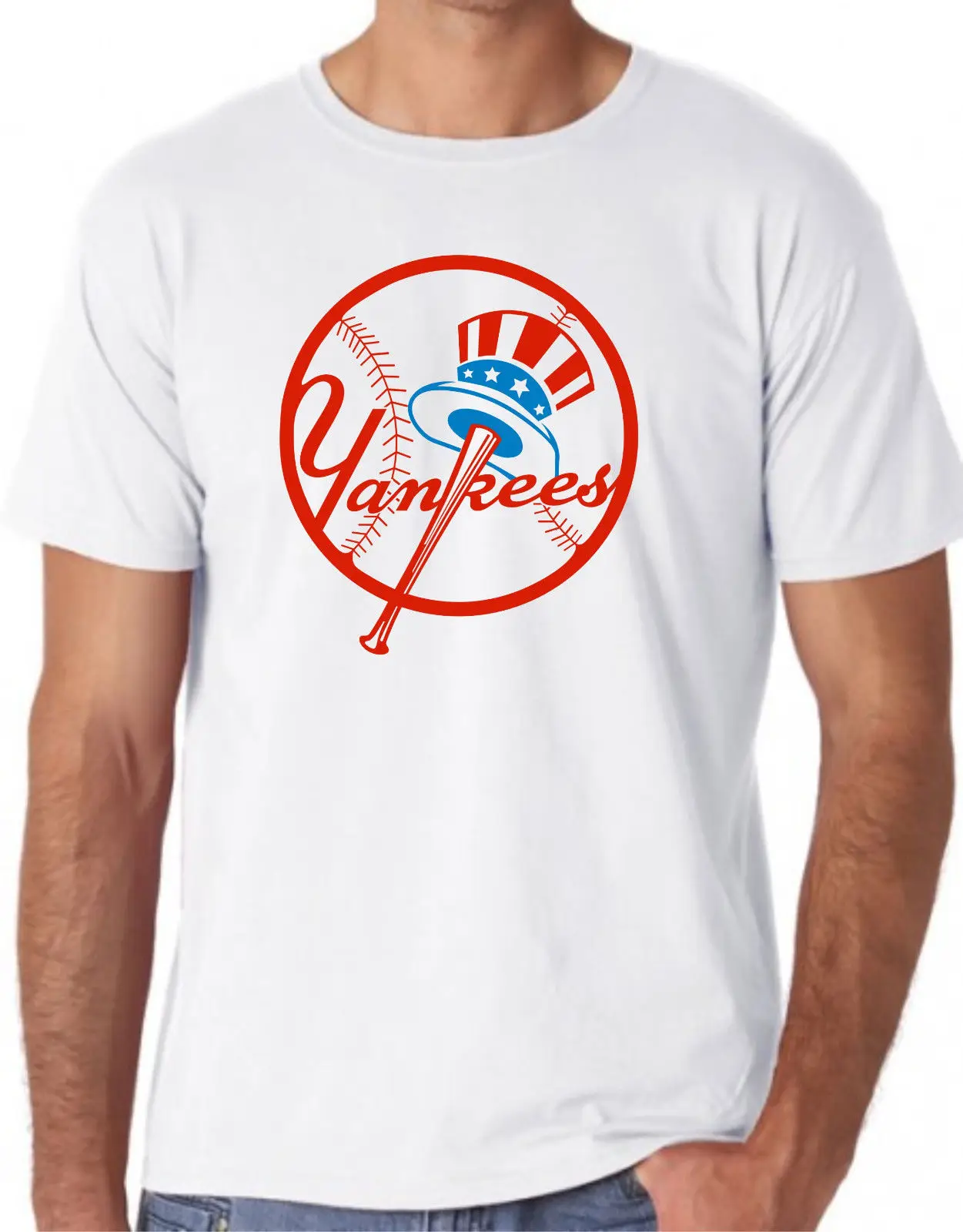 NY YANKEES BASEBALL T SHIRT TOP TEE UNISEX FRONT logo cool hipster classic Gift Print T shirt