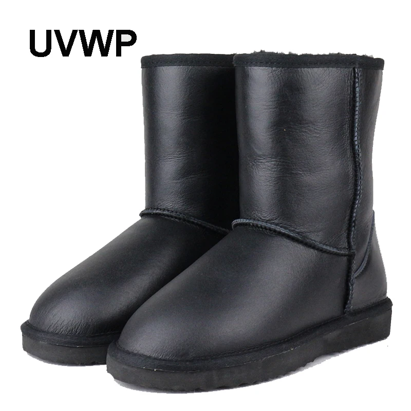

UVWP 2017 Top Quality Genuine Sheepskin Leather Snow Boots for Women Waterproof Winter Boots 100% Natural Fur Wool Women Boots