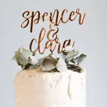 Зеркало Золотой свадебный торт Топпер, обычное имя торт Топпер, Персонализация день рождения торт Топпер, празднование вечерние, торт украшение