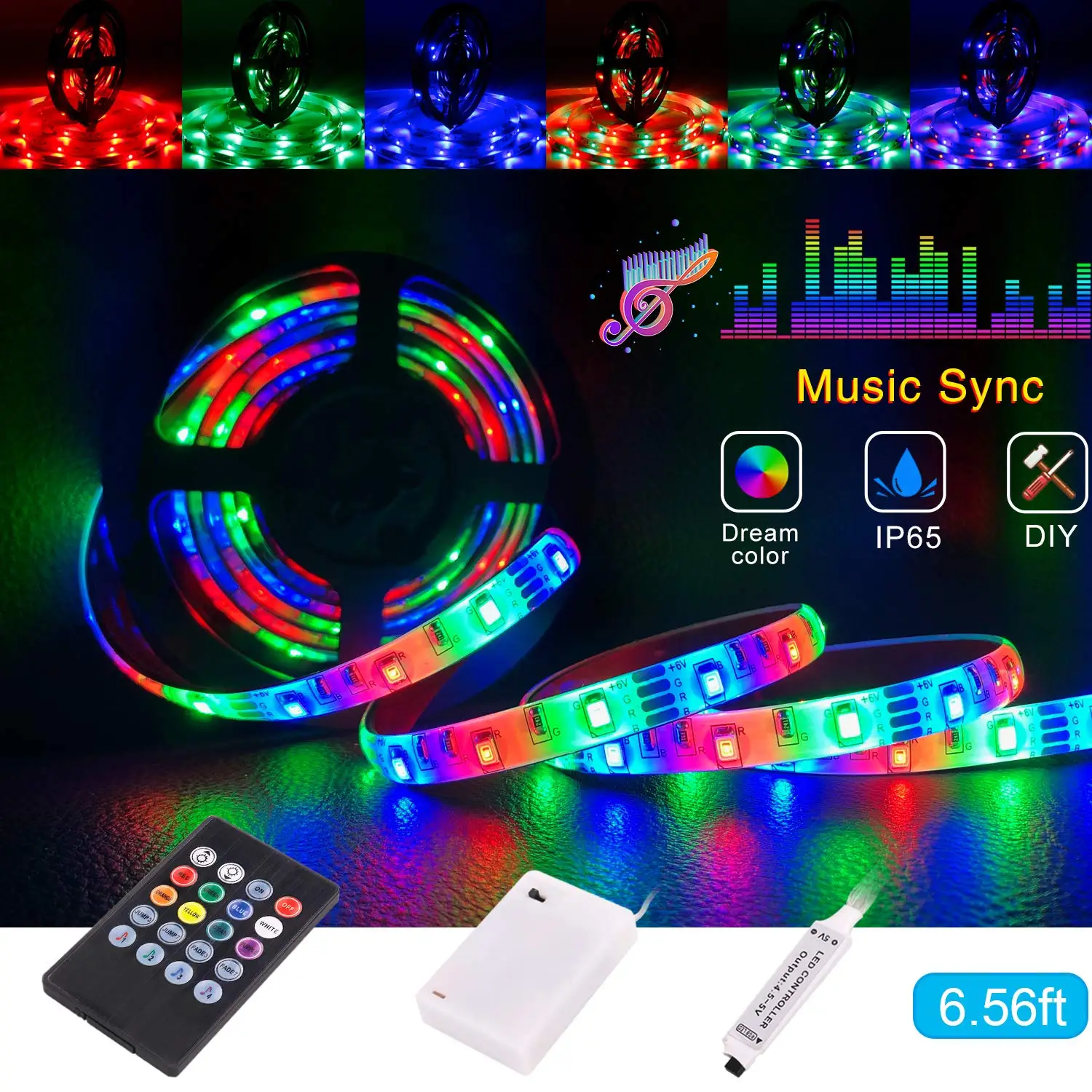 Светодиодная лента с питанием от аккумулятора Tenmiro Sync to Music меняющая цвет