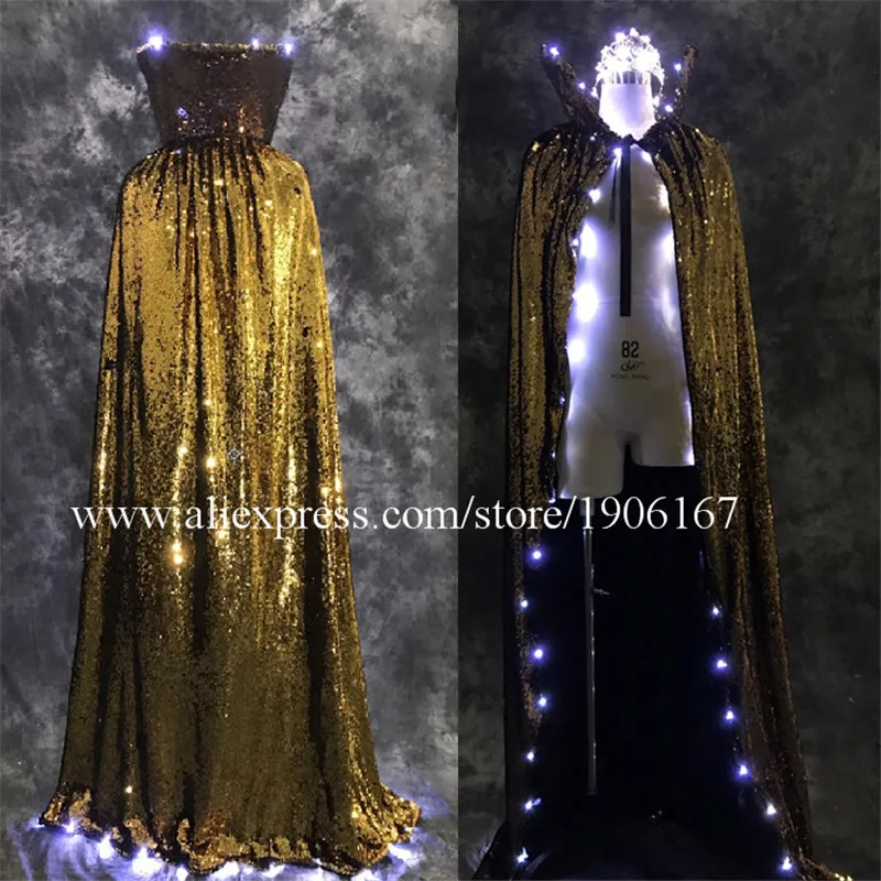 Led Luminous cloak Costume Led Light Up Crown Led Women Clothes