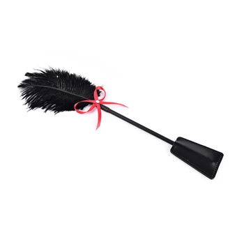 erotic punish Fetish Leather Spanking Paddle play Flogger Bdsm Feather Tickled Whip bondage sex toys for lover riding crop pony 4