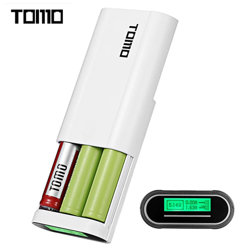 

Original TOMO T 3 Power Bank Case for 3pcs 18650 Li-ion Battery Dual USB Charger DIY Case Box for Mobile Phone Black White