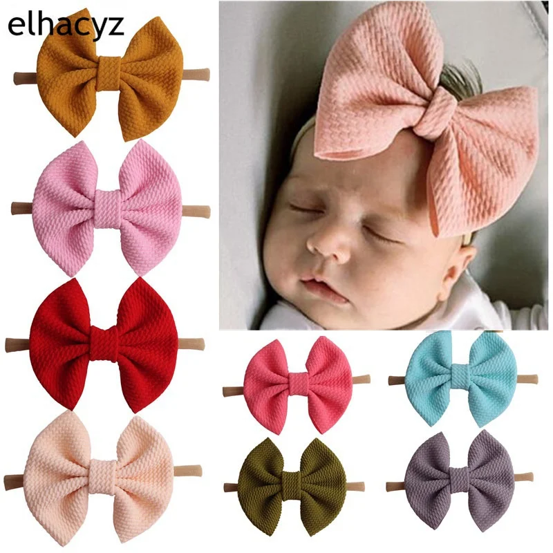

10pcs/lot Children Nylon Headbands 4'' Hair Bows Hairband 2019 New Arrival Soft Solid Elastic Kids DIY Fashion Hair Accessories