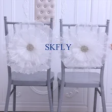 CH096A свадебное уникальное украшение ручной работы дробленая большая органза Слоновая кость украшение для стула с хрустальной пряжкой