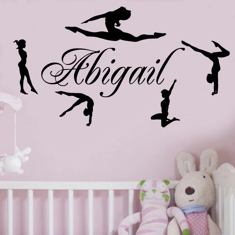 Wall Stickers Custom Name Girl Gymnastics Gymnast Dance Decal