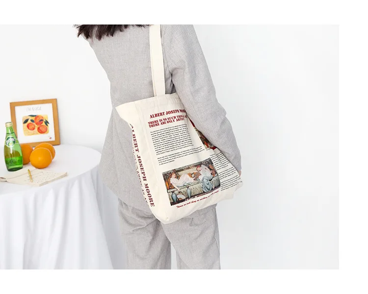Женская Холщовая Сумка через плечо, Альберт Мура, картина маслом, сумки для покупок, Студенческая сумка для книг, хлопковая ткань, сумки, сумка для девочек