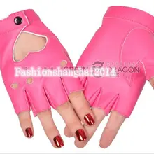 1 пара полых пальцев перчатки с сердечками искусственная кожа Панк танцевальная одежда ночной клуб хип-хоп представление стильные