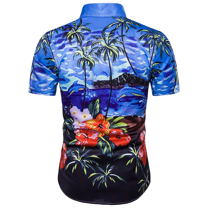 Летние модные пляжные рубашка Для мужчин 2017 пальмовое с принтом короткий рукав CHEMISE Homme Повседневное Slim Fit Для мужчин S призвание гавайская