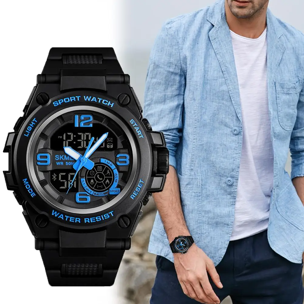 

Fashionable Double Smart Electronic Watch Bluetooth Photography Call Reminder APP Push Step Watch Calorie Calculation PU Strap