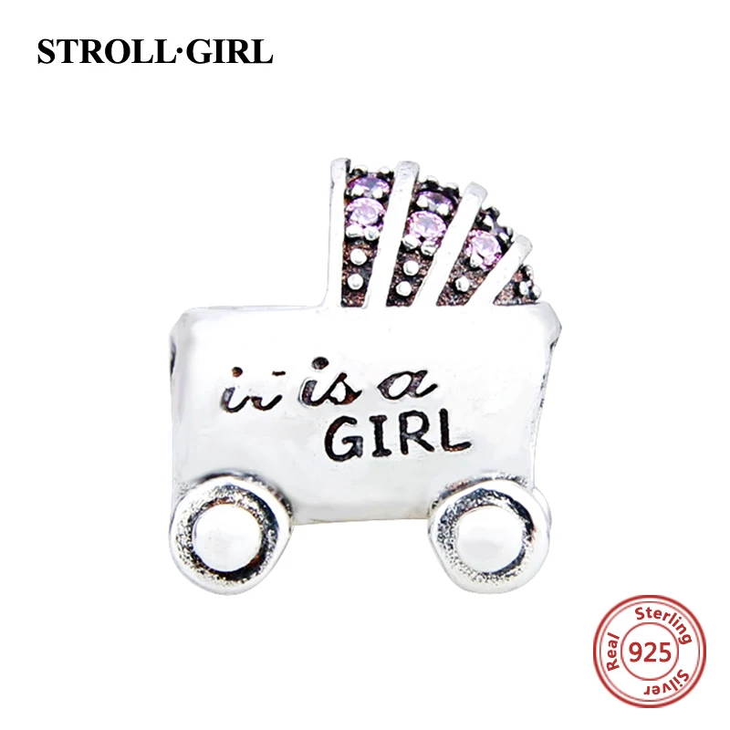 StrollGirl diy beads Baby boy and girl carriage charms collection sivler color 925 fit authentic bracelet jewelry making gifts