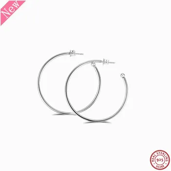 

Real 925 Sterling Silver Large ESSENCE Hoops Of Versatility Earrings for Women Jewelry Worn Solo yet Add ESSENCE Charms FLE142