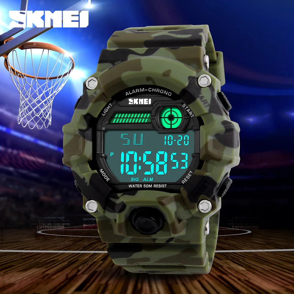 2017 SKMEI S Shock часы Для мужчин на открытом воздухе армейская камуфляжная Военная