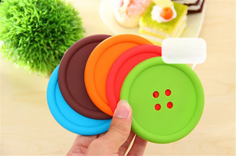 Round PVC Coasters Cute Button Coasters Cup Mat Home Drink Placemat Tableware Coaster Cup