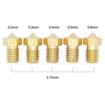 ANYCUBIC 5pcs M6 3D Printer Brass 0.3/0.4/0.5 mm For V6/V5 J-Head 1.75mm Filamnet