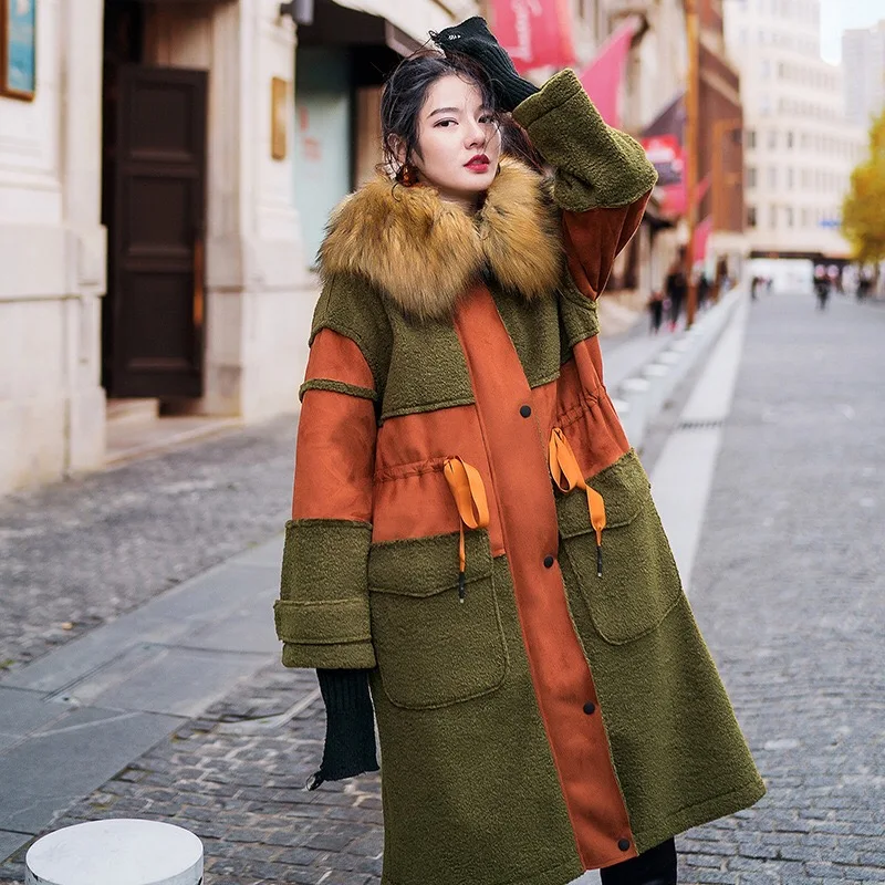 En Vert Designer Fourrure Renard Haut De Faux Manteau Armée Hiver Couture Peluche Automne Vintage Gamme Haute 2018 D'origine Patchwork ngq4YEwx0