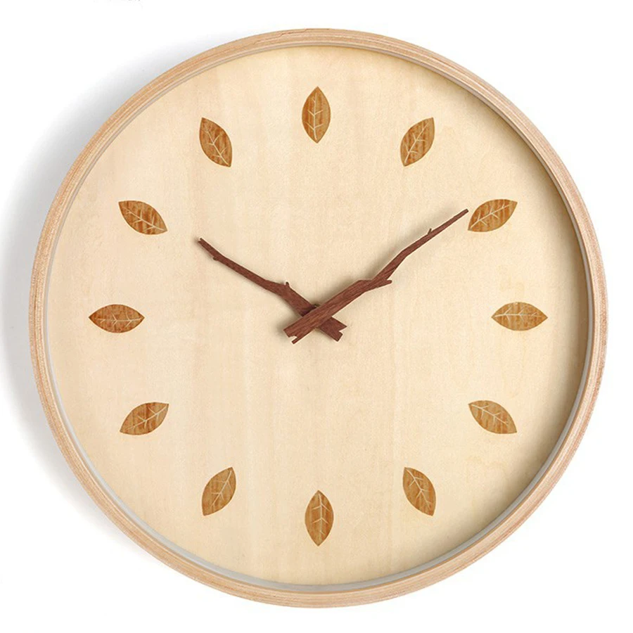 

Simple Wooden Wall Clock Modern Design Living Room Decoration Nordic Solid Wood Clocks Hanging Wall Watch Home Decor Silent