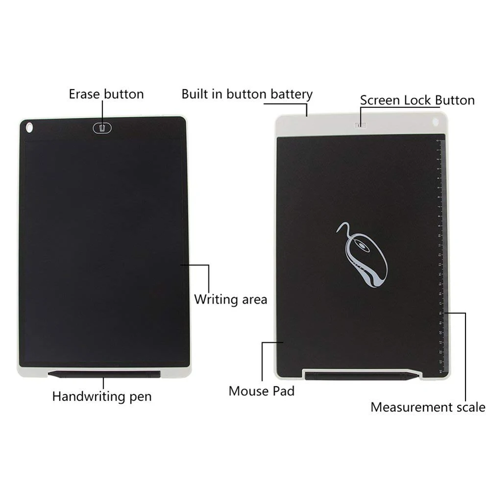 12 Portable Smart LCD Writing Tablet Electronic Notepad Drawing Graphics Board With Stylus Pen With Battery 5
