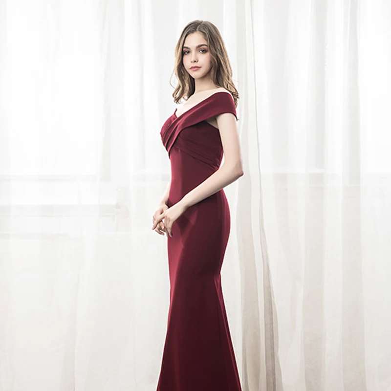 Бордовые платья без бретелек с открытыми плечами Vestidos De Norche с открытой спиной, плиссированные длинные платья русалки для выпускного вечера