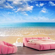 Пользовательские фото 3d настенная ткань Фреска для обустройства дома пляж Гавайи пейзаж ТВ фон настенная шелковая ткань 3d печать ткань