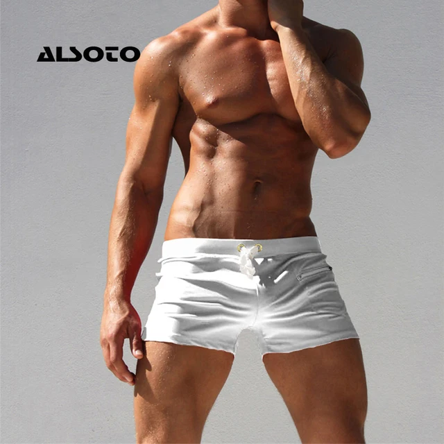 ALSOTO Brand Men Swimwear Swimsuits Swimming Boxer Shorts Trunks Pocket Mens Swim Boxers Beach Surf Board Shorts Bathing Suit 4