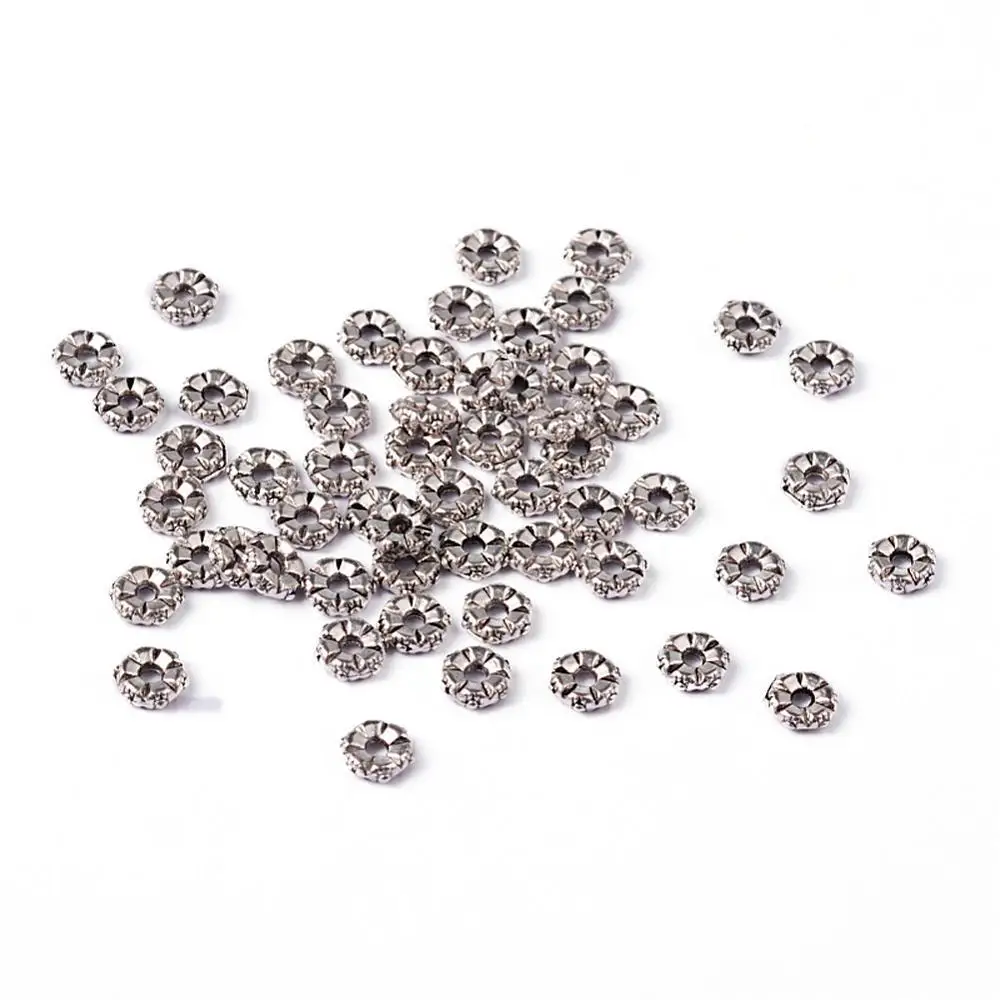 

100pcs Tibetan Style Flower Bead Spacers for Jewelry Making DIY Finding Lead Free & Nickel Free & Cadmium Free 5.5x2mm Hole 1mm