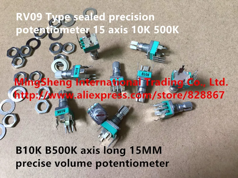 

Original new 100% RV09 Type sealed precision potentiometer B10K B500K axis 15MM precise volume potentiometer with screw SWITCH