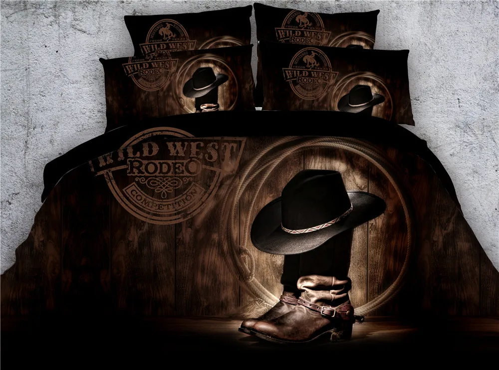 Us 72 67 8 Off Jf 271 Unique Bedroom Set 4pcs Hd Digital Print Cowboy S Spirit Hat Boots And Rope Print Bedding Sets In Bedding Sets From Home