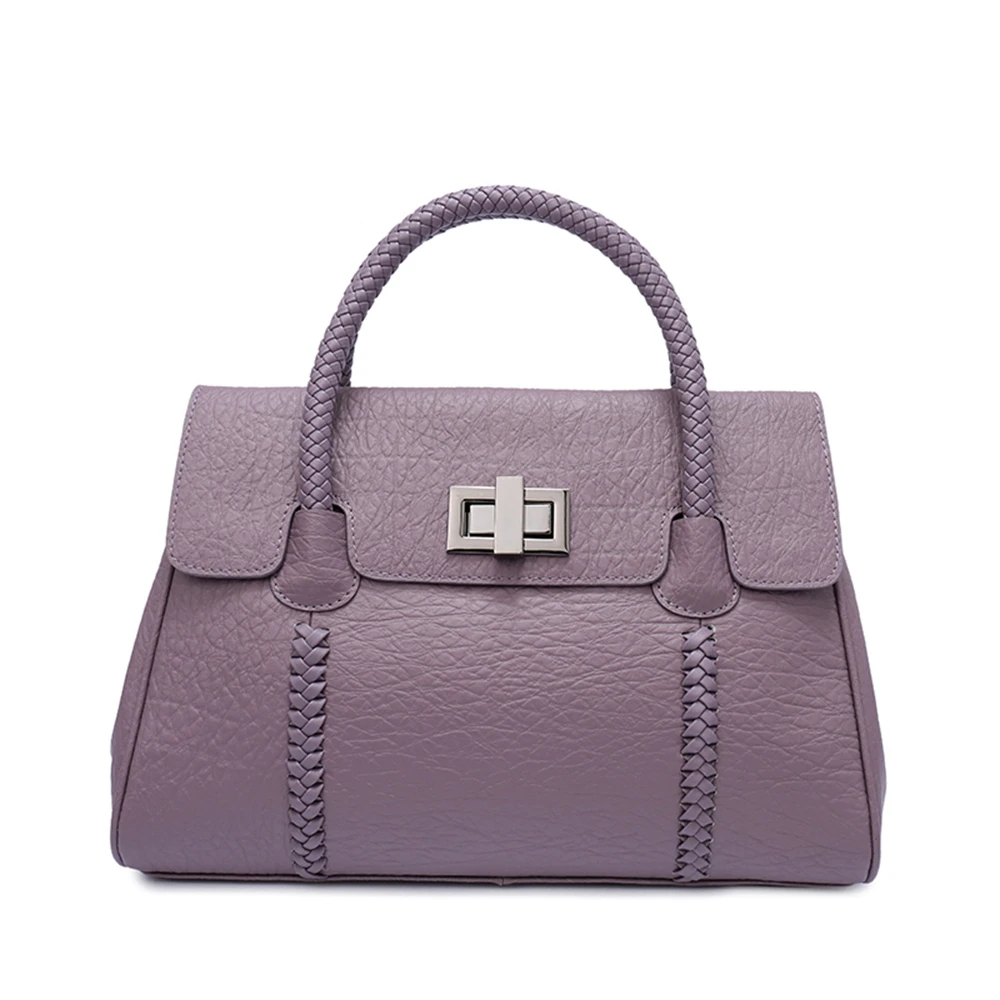 

Real Cow Leather Ladies HandBags Women Genuine Leather bags Totes Messenger Bags Hign Quality Designer Luxury Brand Bag purple