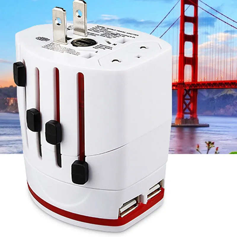 USB Power Adapter Universal Travel Socket Converter EU UK US AU Electric Plug Power Socket All in 1 Travel Charger 5V 1A 2.1A