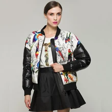 Высокое качество Русский Новое поступление Мода женская зимняя короткая куртка потрясающий цветочный принт утка Детский пуховик