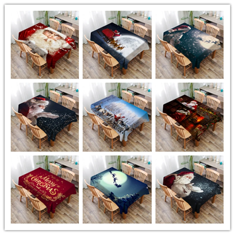 Factory direct new Christmas polyester printed fabric household decorative cloth tablecloth