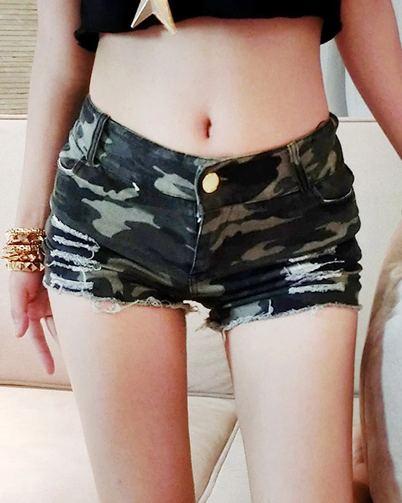 camo denim shorts womens