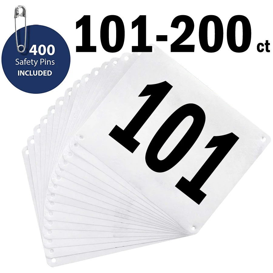 Running Bibs 7.5x5.75 with Large Numbers for Marathon and Endurance Sports Races Safety Pins Included 