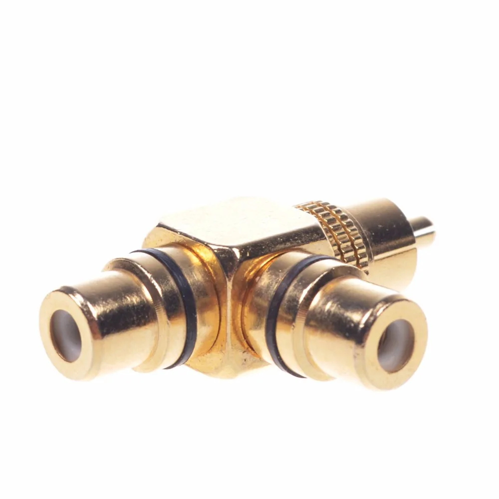 Высококачественный позолоченный разветвитель RCA штекер на 2 гнезда адаптер AV Video