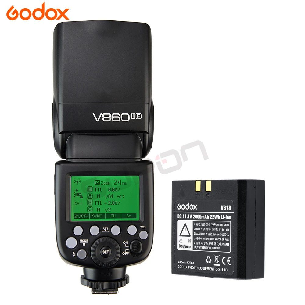  Godox Flash Speedlite V860IIF V860II-F Selfie Light 2.4G 1/8000s 2000mAh Li-on Battery Camera Flash