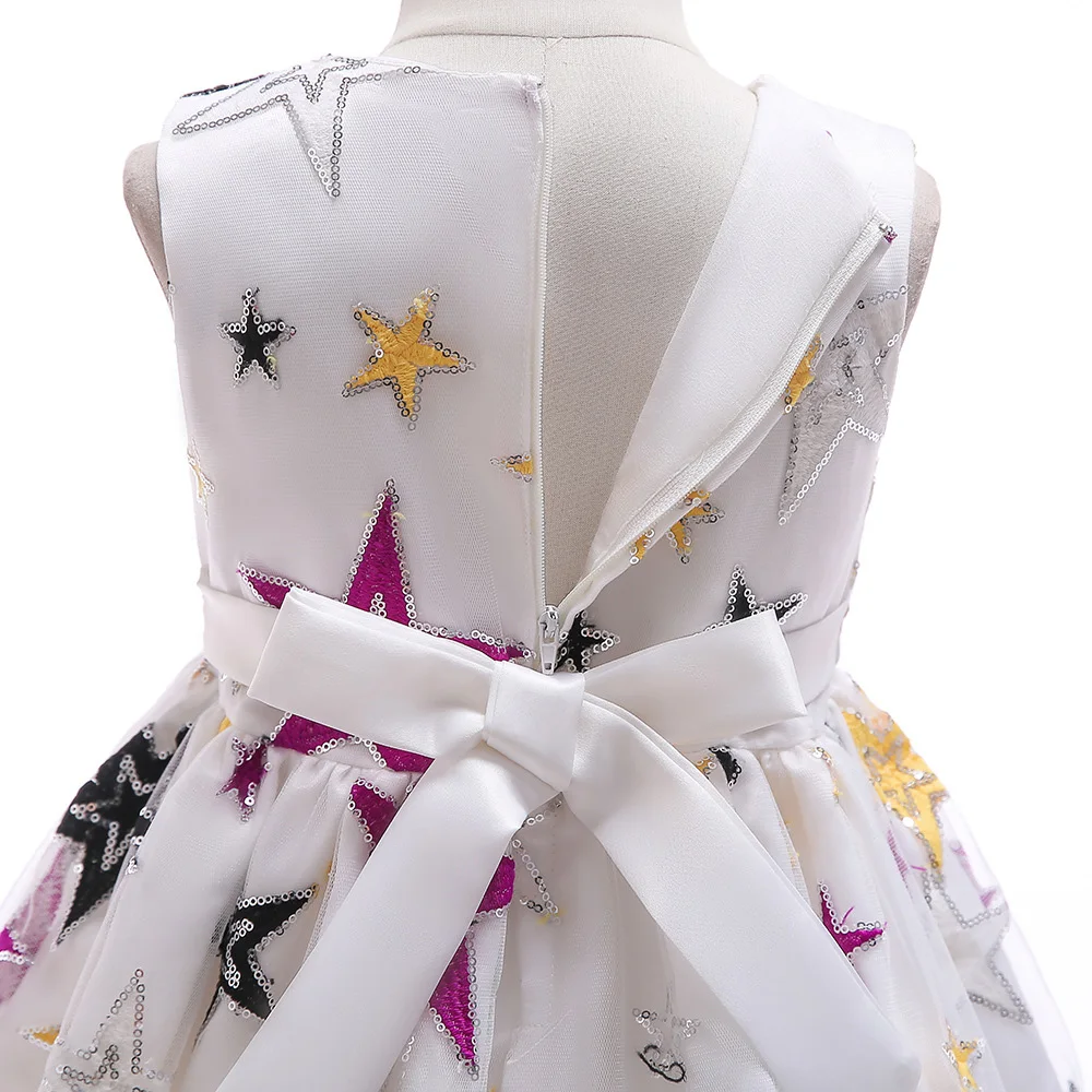 Новое Детское платье вышитое платье в стиле принцессы со звездами для девочек, иностранное Пышное Платье для девочек Одежда для подиума
