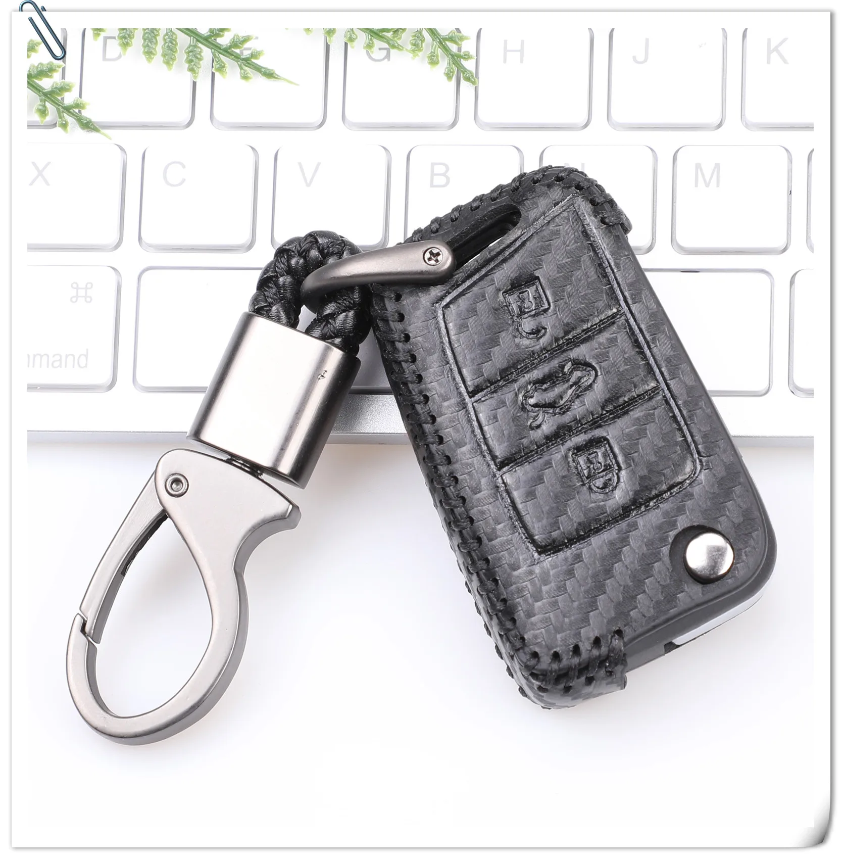 Keyforkess custodia in pelle stile chiave in carbonio per Polo Golf 7 Tiguan Skoda Octavia Karoq SEAT Ateca Leon Ibiza 2015-2019 - HTB1jsDwXbj1gK0jSZFuq6ArHpXaU