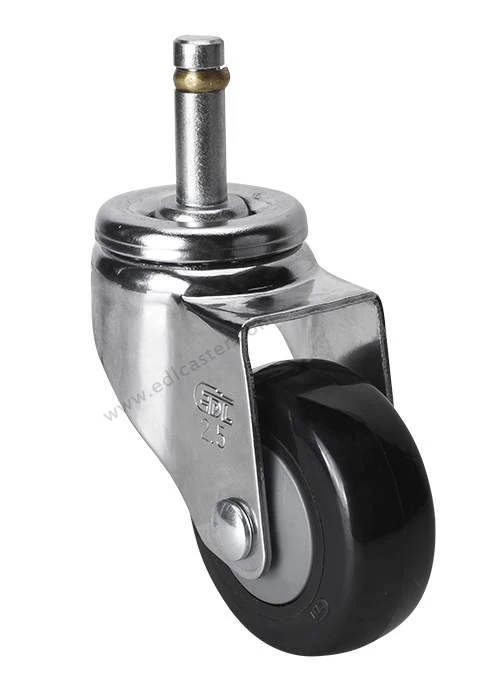 2PCS EDL Light 2.5 Inch Casters Wheels 70Kg Polyurethane PU Castors Stem Ring Bearing Brake Chrome Industrial for trolley | Обустройство