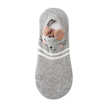 Модели, подходящие для осени,, женские милые хлопковые плюшевые дезодоранты с ушками, женские носки-лодочки, простые милые носки