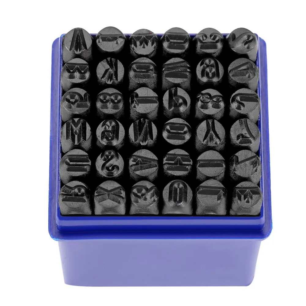 

36pcs 6mm Carbon Steel Number/ Letter Stamp Punch Set for Metal Wood Leather Plastic