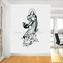 3d плакат Девы Марии Непорочного Зачатия Наклейки на стену, Дева Мария с Иисус и ангелы стены Книги по искусству Наклейка Фреска A715