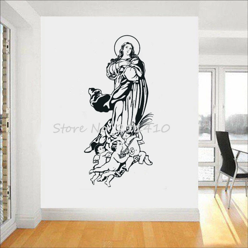 Affiche 3d De La Vierge Marie Autocollant Mural De La Vierge Marie Avec Jesus Et Les Anges Sticker D Art Mural 15 Aliexpress