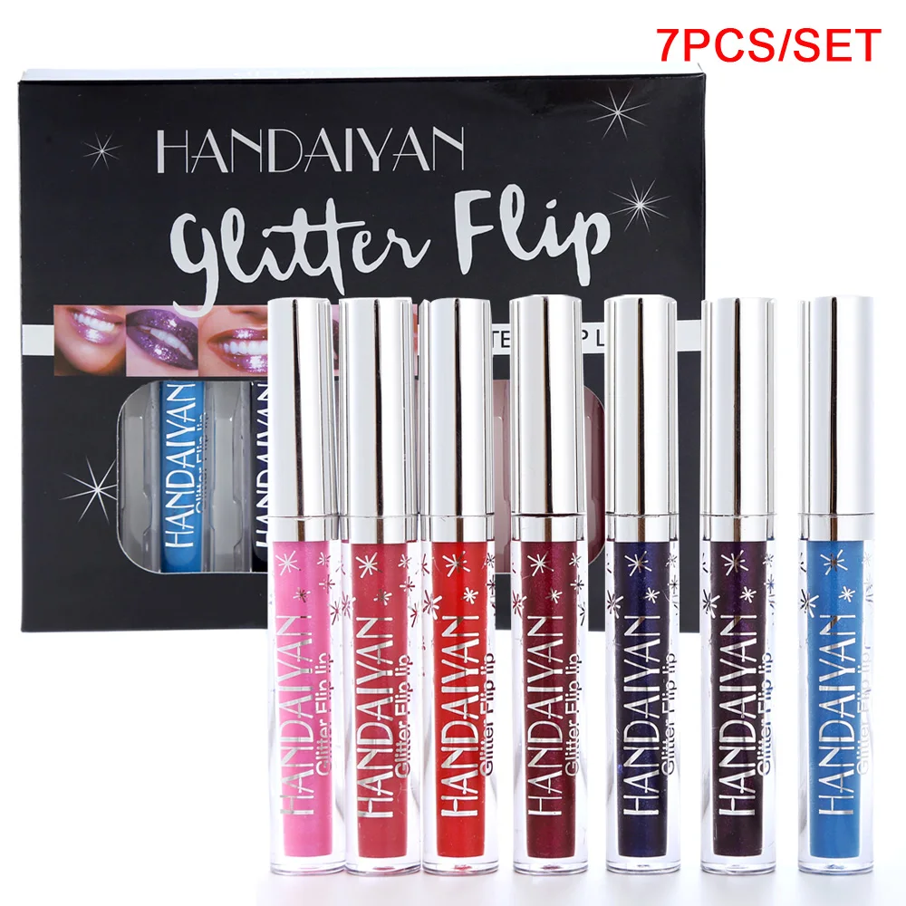 HANDAIYAN 7pcs/set Diamond Shining Glitter Liquid Lipgloss High Light