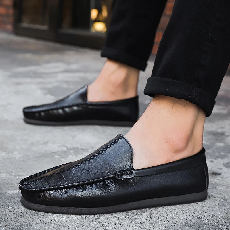 

Leather Spring Summer Driver Male Loafers Shoes For Men Flat Adult Breathable Light Moccasins Footwear 5