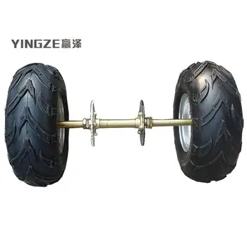 

DIY Four Wheel GO KART KARTING ATV UTV Buggy Brake Disc Rotor Sprocket 71CM Rear Axle With 7 Inch Wheel Tires